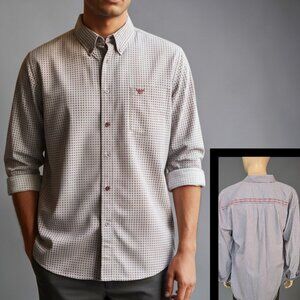 COWBOY HARDWARE (XL) Basket Weave Burgundy Geo Print Button Up L/S Shirt